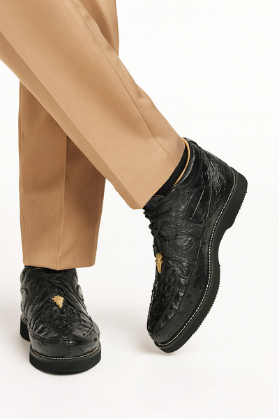 Men's Wild West Boots Caiman and Ostrich Skin Shoe 2ZA050205 10 2ZA050205-060  - from alligatorwarehouse.com