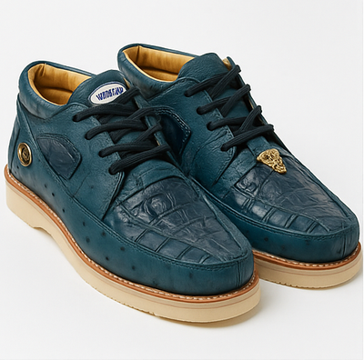 Men's Wild West Boots Caiman and Ostrich Skin Shoe 2ZA050214 2 2ZA050214-060  - from alligatorwarehouse.com