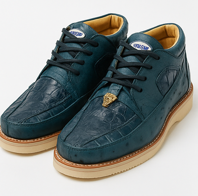 Men's Wild West Boots Caiman and Ostrich Skin Shoe 2ZA050214 5 2ZA050214-060  - from alligatorwarehouse.com