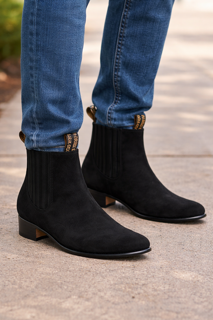 Men's Wild West Nobuk Leather Round Toe Charro Short Boots 26163