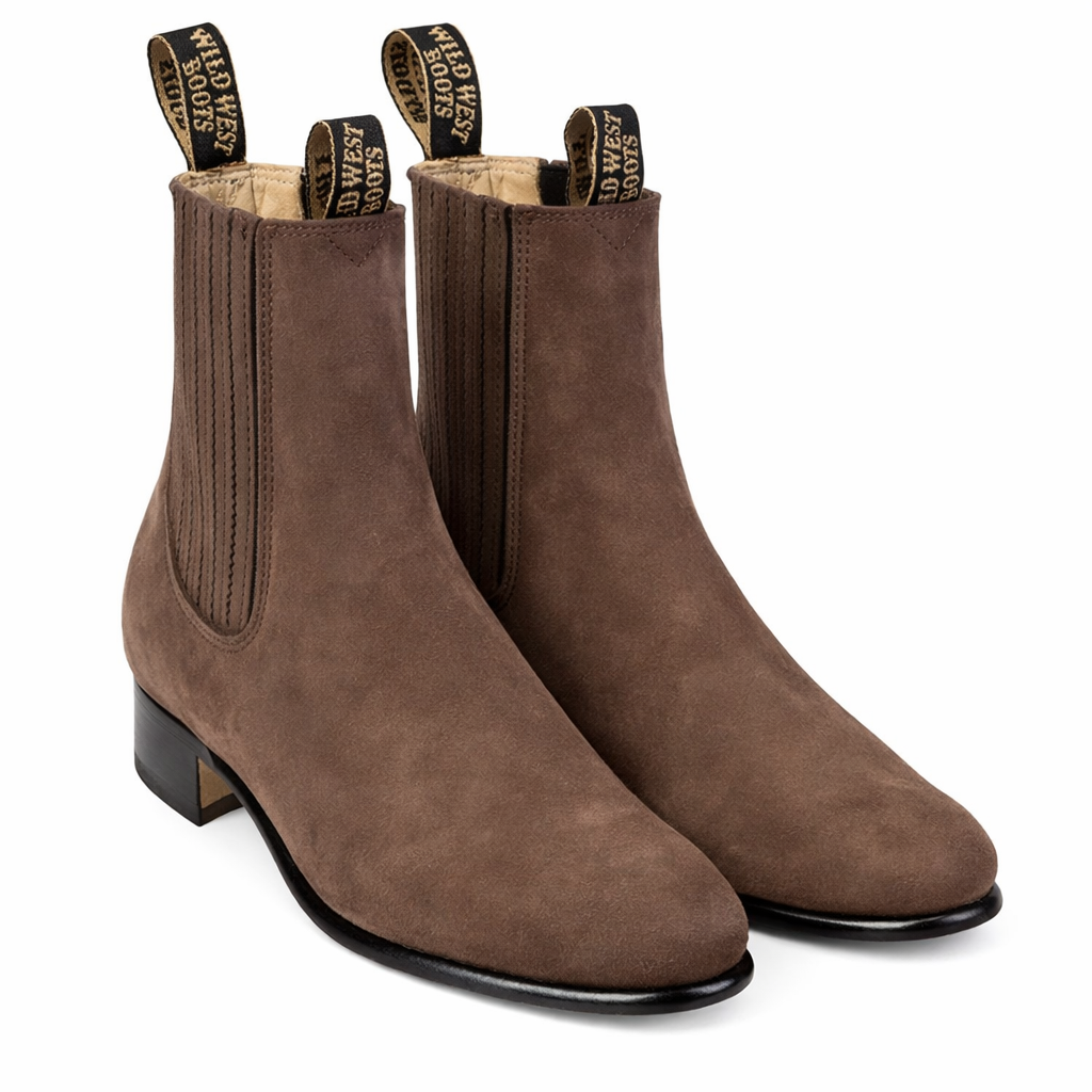 Men's Wild West Nobuk Leather Round Toe Charro Short Boots 26163