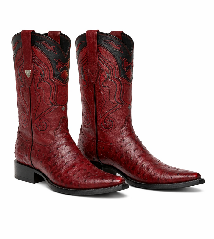 Men's Wild West Ostrich Skin Snip Toe Boots 29403