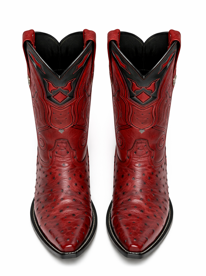 Men's Wild West Ostrich Skin Snip Toe Boots 29403