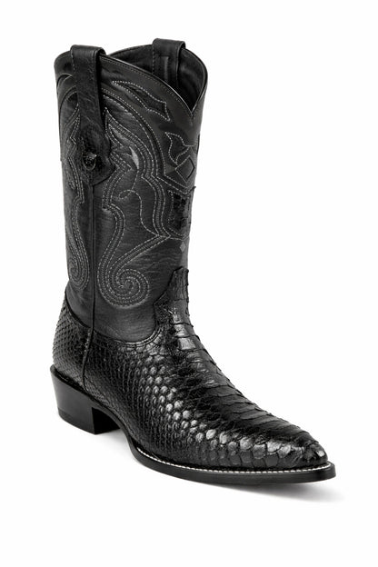 Men's Wild West Python Skin Yellow Gold J Toe Boots 29957