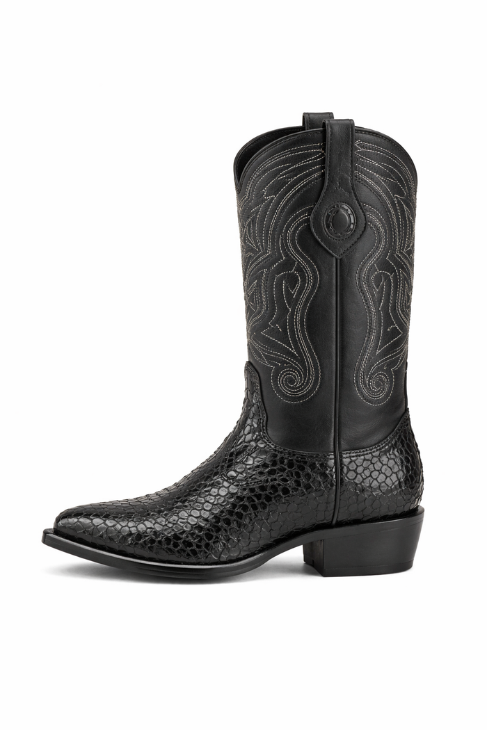 Mens Wild West Python Skin J-Toe Boots