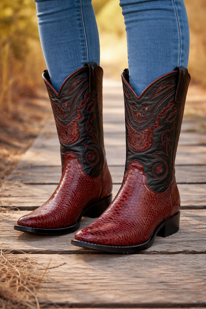 Mens Wild West Python Skin J-Toe Boots