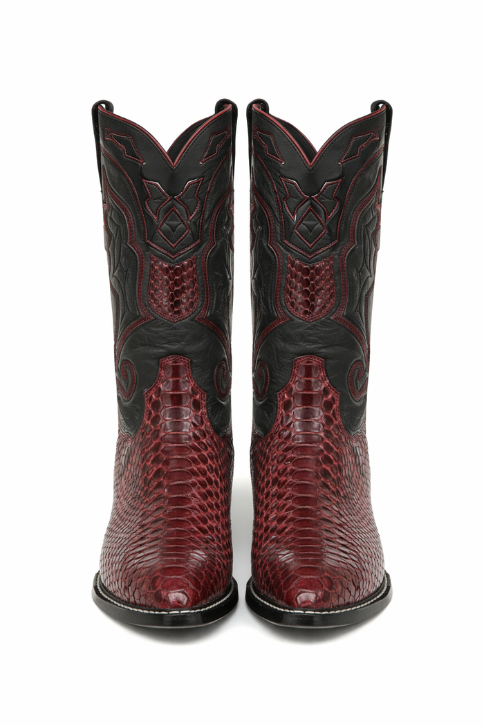 Mens Wild West Python Skin J-Toe Boots