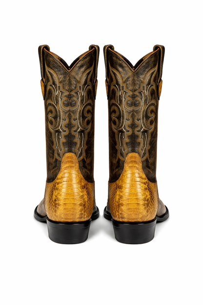 Mens Wild West Python Skin J-Toe Boots