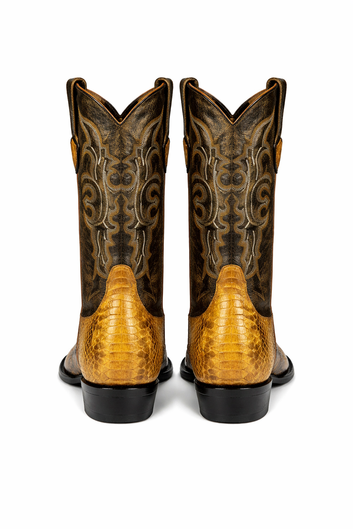 Mens Wild West Python Skin J-Toe Boots