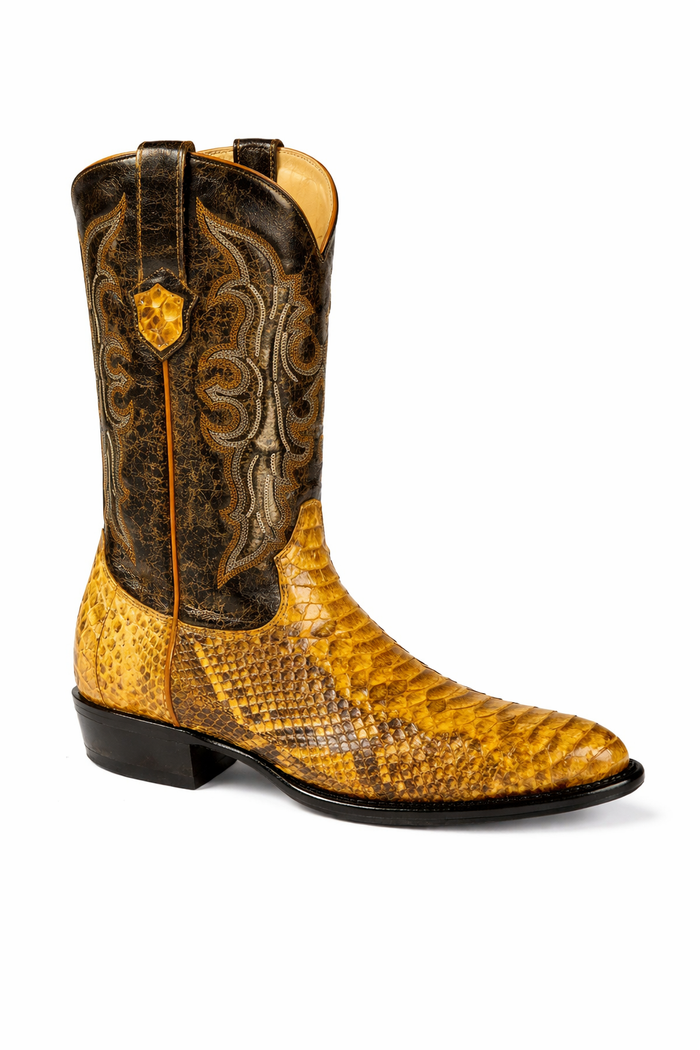Mens Wild West Python Skin J-Toe Boots