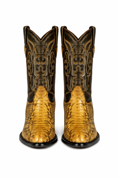 Mens Wild West Python Skin J-Toe Boots