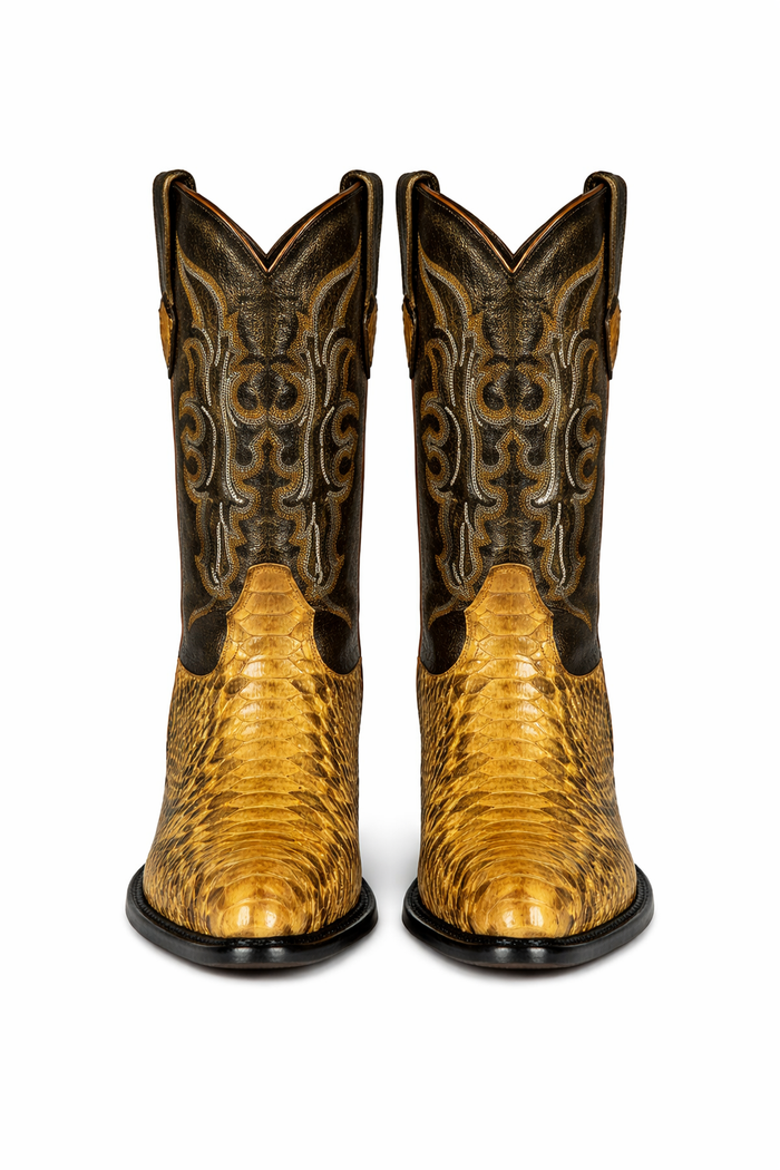Mens Wild West Python Skin J-Toe Boots