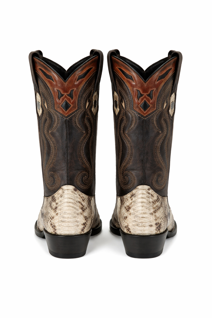 Mens Wild West Python Skin J-Toe Boots