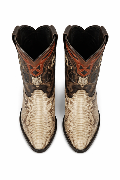 Mens Wild West Python Skin J-Toe Boots