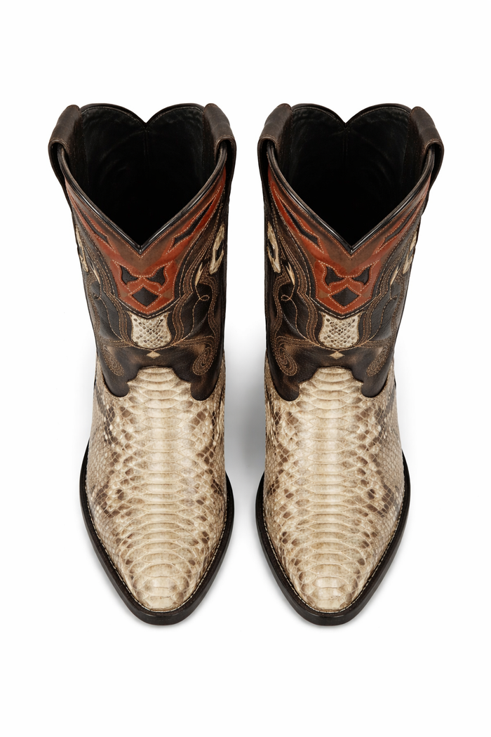 Mens Wild West Python Skin J-Toe Boots