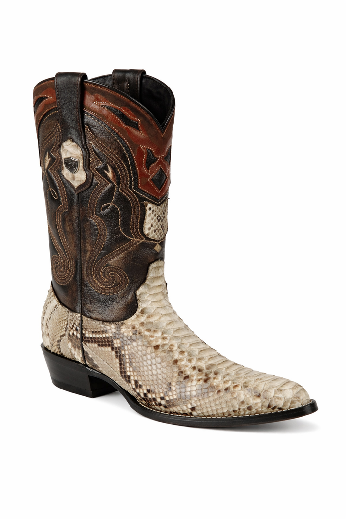 Mens Wild West Python Skin J-Toe Boots