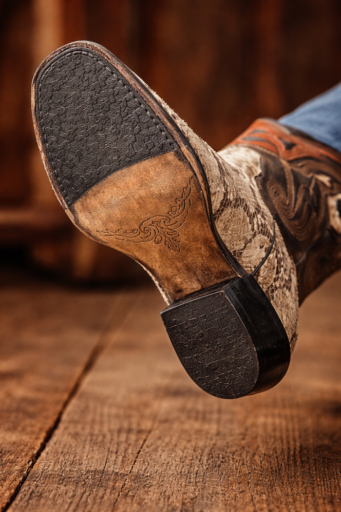 Mens Wild West Python Skin J-Toe Boots