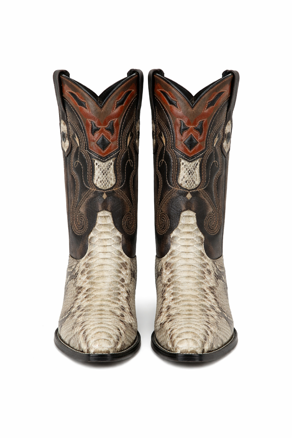 Mens Wild West Python Skin J-Toe Boots