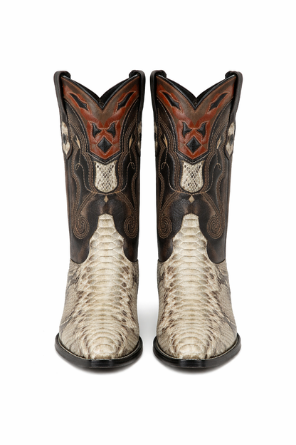 Mens Wild West Python Skin J-Toe Boots