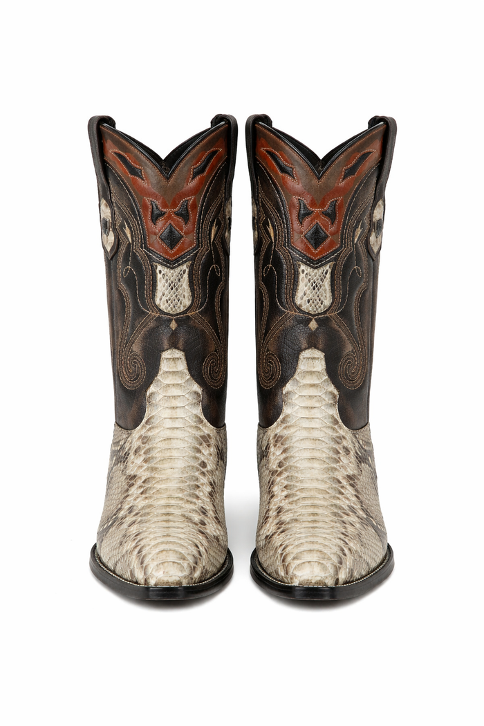 Mens Wild West Python Skin J-Toe Boots