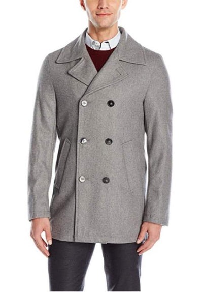 Men's Wool Light Grey ~ Wine Wool Double Breasted Peacoat 1   - from alligatorwarehouse.com