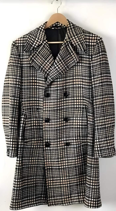 Mens Plaid Overcoat - Wool Peacoat - Plaid  Red  6 Button Topcoats 1   - from alligatorwarehouse.com