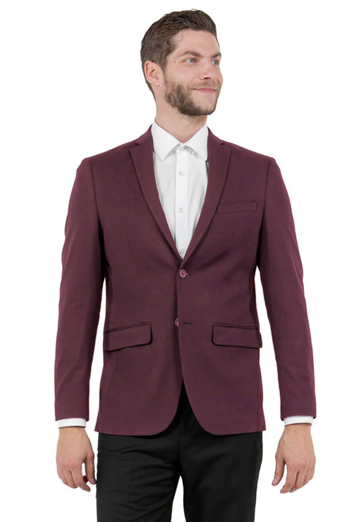 Mens Zegarie Brand Men's Basic Business Sport Coat Blazer in Burgundy