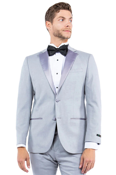 Mens Zegarie Brand Men's Modern Fit Two Button Notch Lapel Tuxedo Separates Jacket in Light Grey