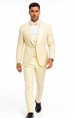 Men’s Ivory Vested Tuxedo – Stylish Floral Lace Designer Wedding Suit