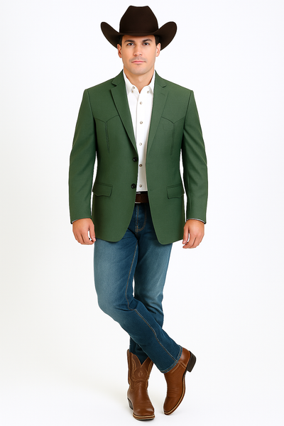 Western Blazer - Saco Para Hombre - Mens Double Button Western Green Blazer 5   - from alligatorwarehouse.com