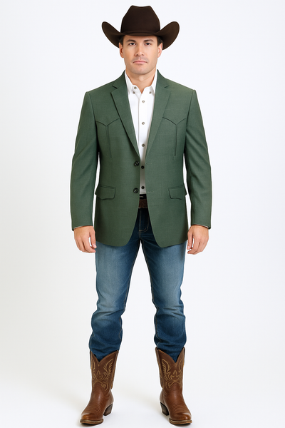 Western Blazer - Saco Para Hombre - Mens Double Button Western Green Blazer 1   - from alligatorwarehouse.com