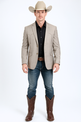 Western Blazer - Saco Para Hombre -Mens Double Button Western Taupe Blazer