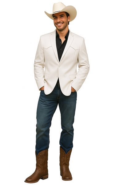 Western Blazer - Saco Para Hombre - Mens Double Button Western White Blazer 4   - from alligatorwarehouse.com