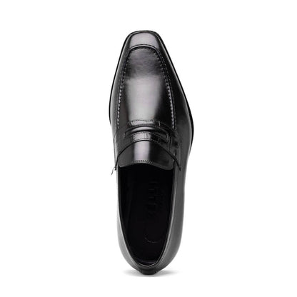 Zelli Meo Hand-Burnished Calfskin Loafers with Embossed Vamp in Black