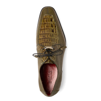 Genuine Caiman & Lizard Olive Green Shoe