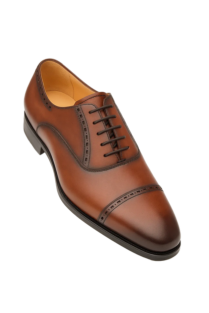 Amaro Leather Cap Toe Cognac By Mezlan Made In Spain Brand