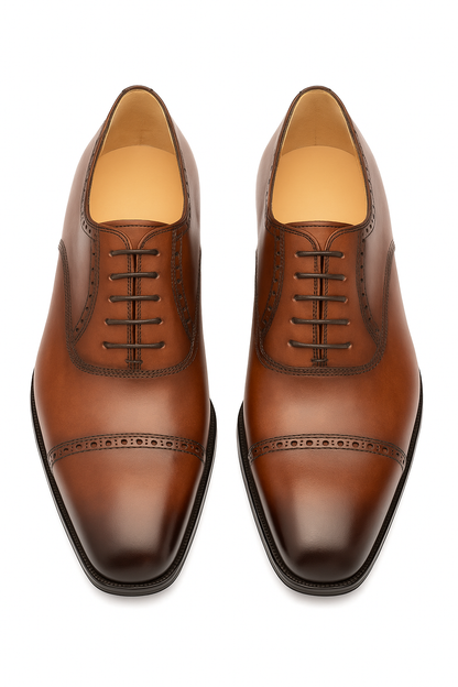 Amaro Leather Cap Toe Cognac By Mezlan Made In Spain Brand