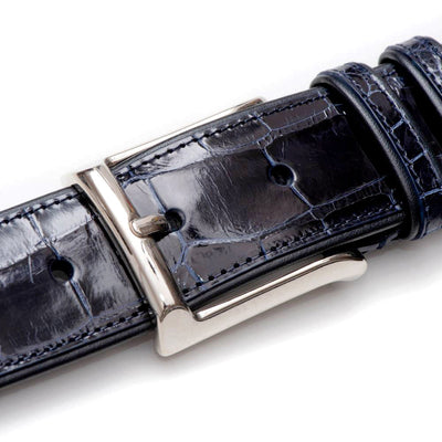 Mezlan Genuine Alligator Belt Blue (AO7907)