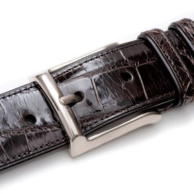 Mezlan Genuine Alligator Belt Dark Brown (AO7907)