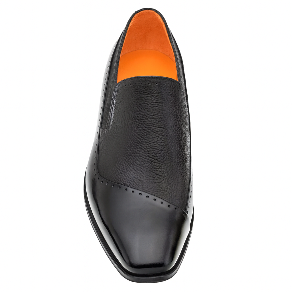 Mezlan Black Deerskin and Calf leather Slip-on for men