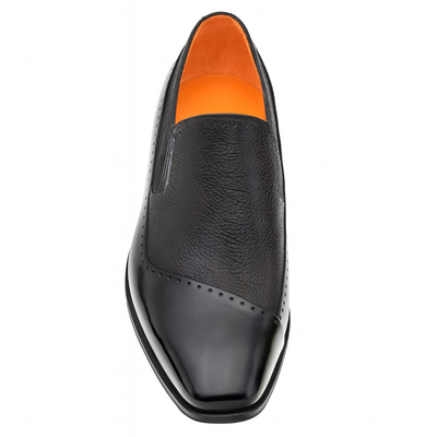 Mezlan Black Deerskin and Calf leather Slip-on for men 6   - from alligatorwarehouse.com