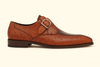 Mezlan Men's Genuine Full Quill Ostrich Leg Monk Brown  Strap Shoes 2   - from alligatorwarehouse.com