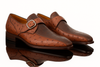 Mezlan Men's Genuine Full Quill Ostrich Leg Monk Brown  Strap Shoes 3   - from alligatorwarehouse.com