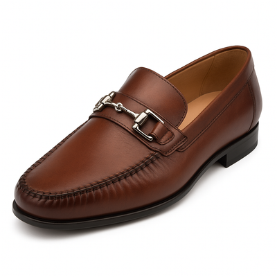 Mens Mezlan Brussels Metal Ornament Calfskin Loafer Dress Shoe in Tan 1   - from alligatorwarehouse.com
