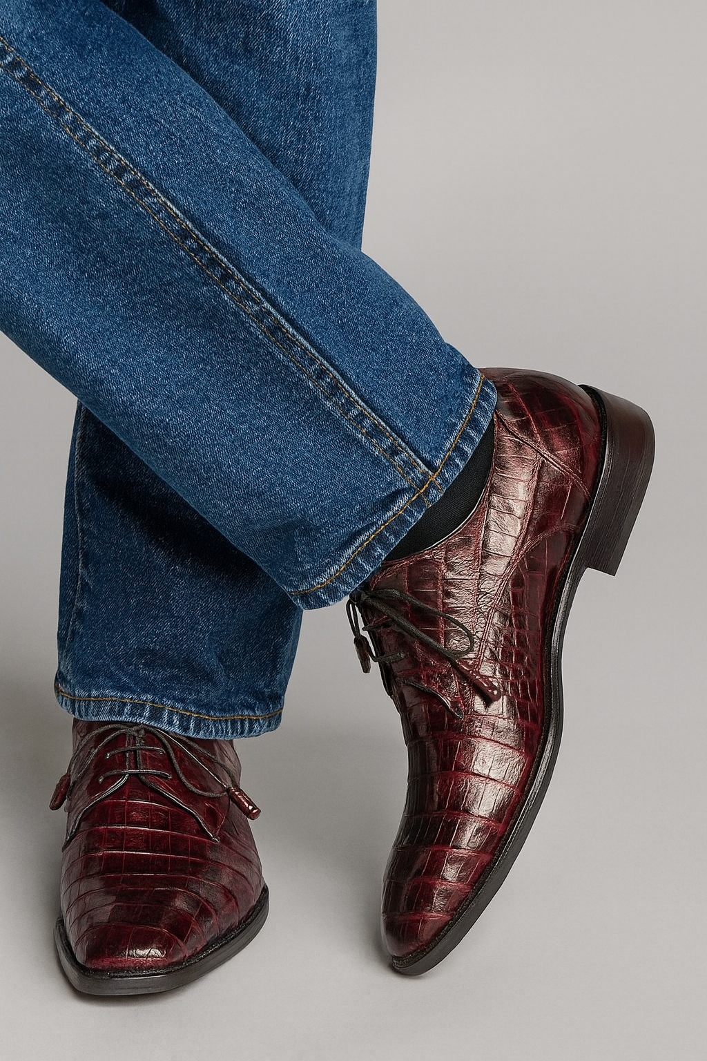 Mezlan Burgundy Crocodile Shoes Men Plain Toe Anderson 10   - from alligatorwarehouse.com
