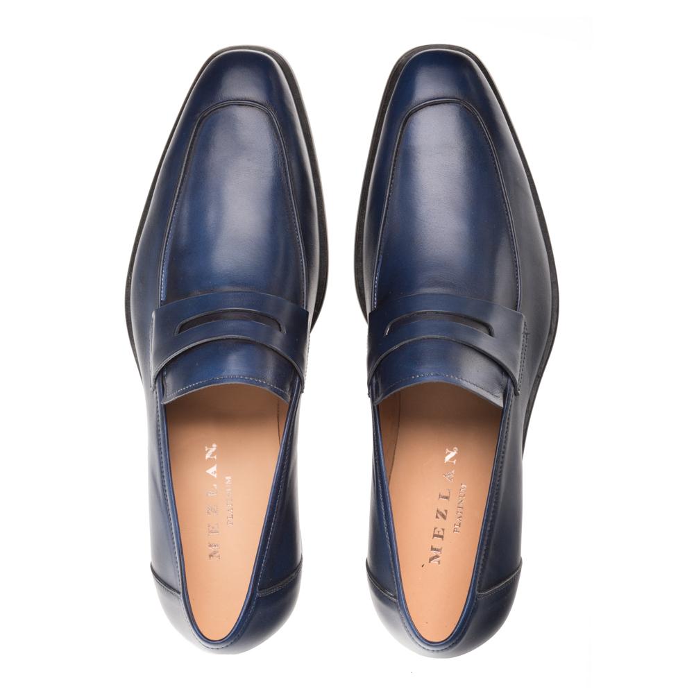 Mezlan Calfskin Penny Loafers Navy (E20243)