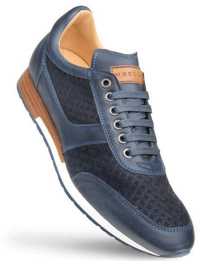 Mezlan Calfskin Suede Dress Sneakers Blue Patina 1   - from alligatorwarehouse.com