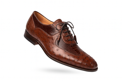 Mens Mezlan Getty Ostrich Wingtip Dress Shoe in Cognac 3   - from alligatorwarehouse.com