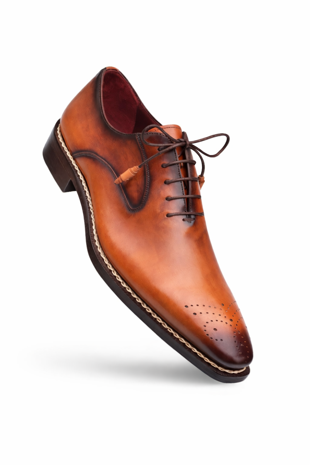 Mezlan Coventry Cognac Italian Calfskin Leather Oxford