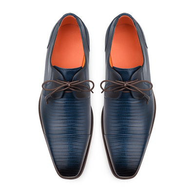 Lizard Skin Tassel Derby in Blue for men By Mezlan Made In Spain Brand 9   - from alligatorwarehouse.com